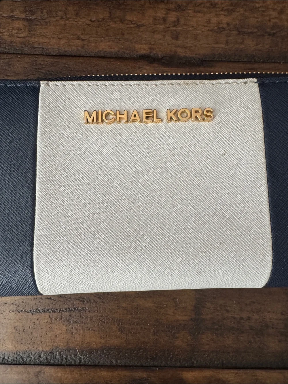 Michael Kors Selma Navy & White Color Block Satchel + Wallet Set